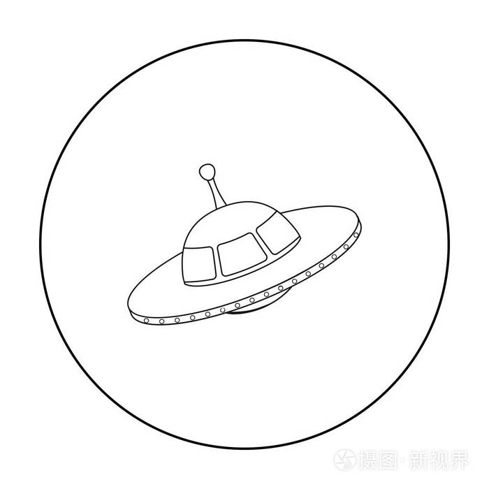 不明飞行物在白色背景上孤立的大纲样式图标.空间符号