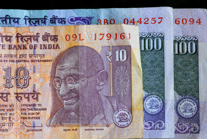 印度的官方货币的圣雄甘地的肖像