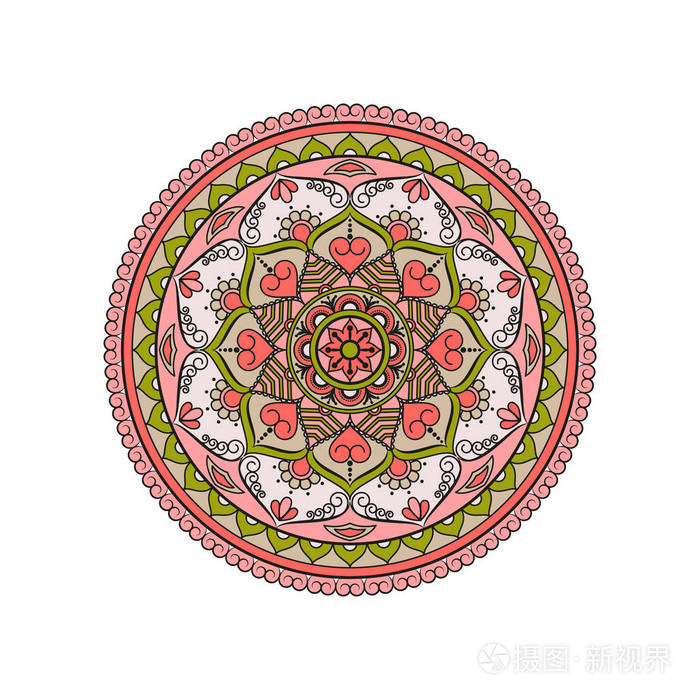 圆形装饰花卉图案.装饰元素.奥里