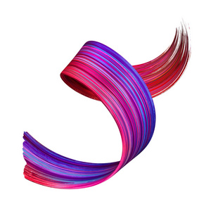3d 渲染, 抽象红紫漆涂片, 艺术画笔笔触, 水彩飞溅, 螺旋飞溅, 频谱调色板, 生动的丝带, 平滑的形状