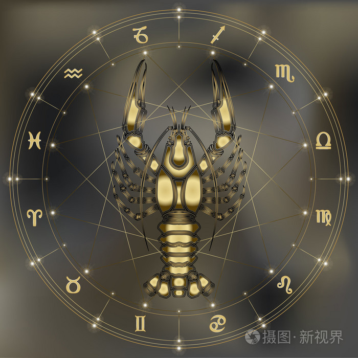 金色的小龙虾生肖癌症标志