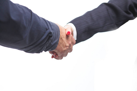 业务伙伴关系会议的概念。图像商人握手。成功的商人握手后好交易。横向的 模糊的背景