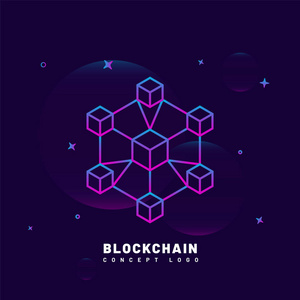 紫色背景下的 Blockchain 概念