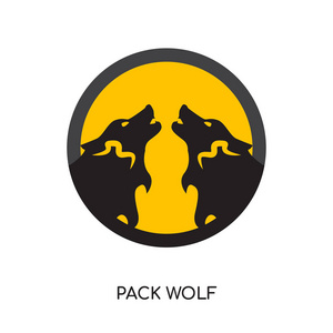 包装狼标志孤立的白色背景, 彩色矢量 ic