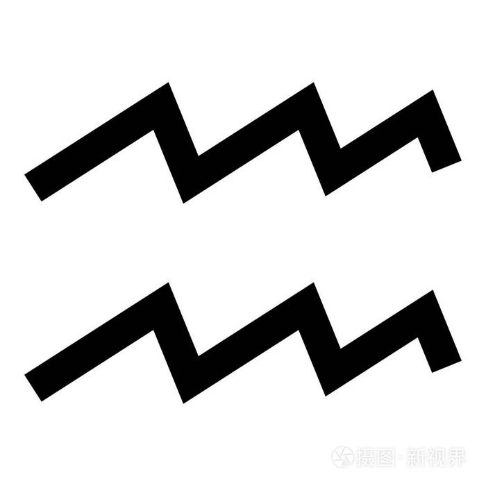 水瓶座符号黄道带图标黑色矢量插画平面样式简单图像