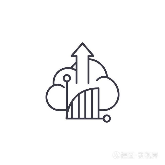 折线图线性图标概念.折线图行矢量符号,符号,插图