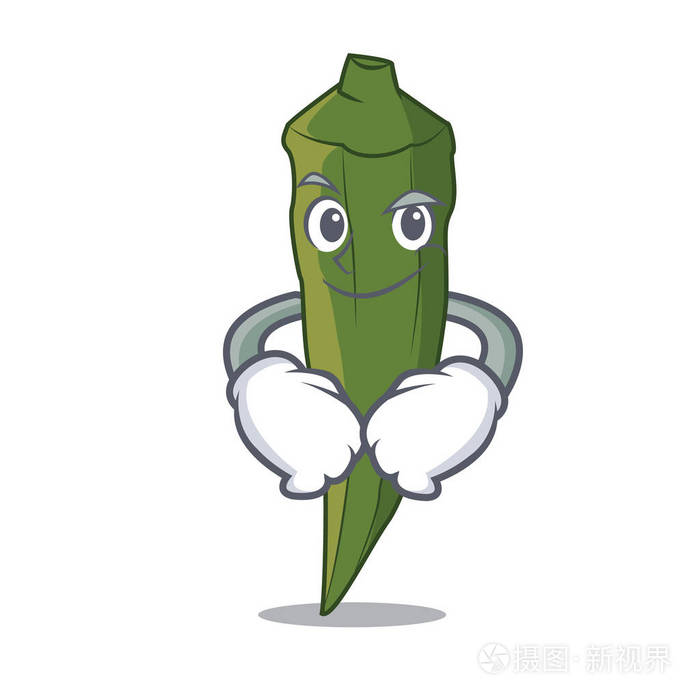 傻笑的秋葵字卡通风格矢量插画