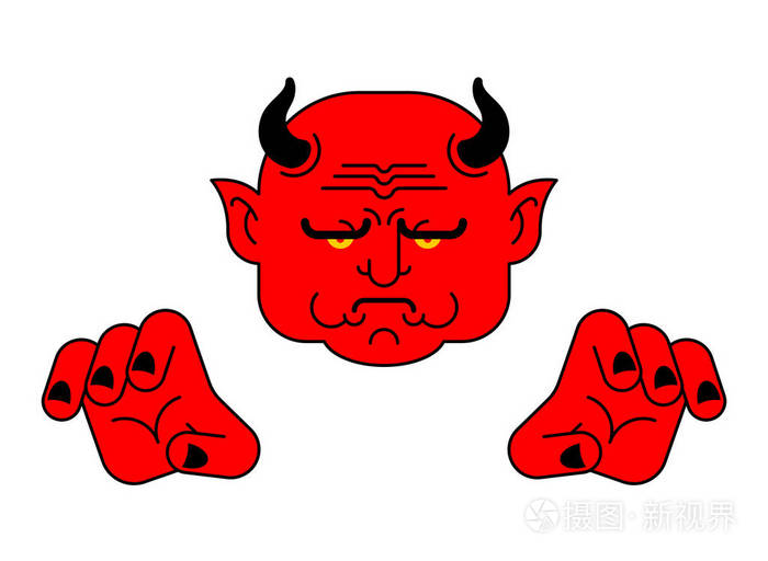 红魔脸见鬼的肖像撒旦的头冥界的恶魔矢量图案