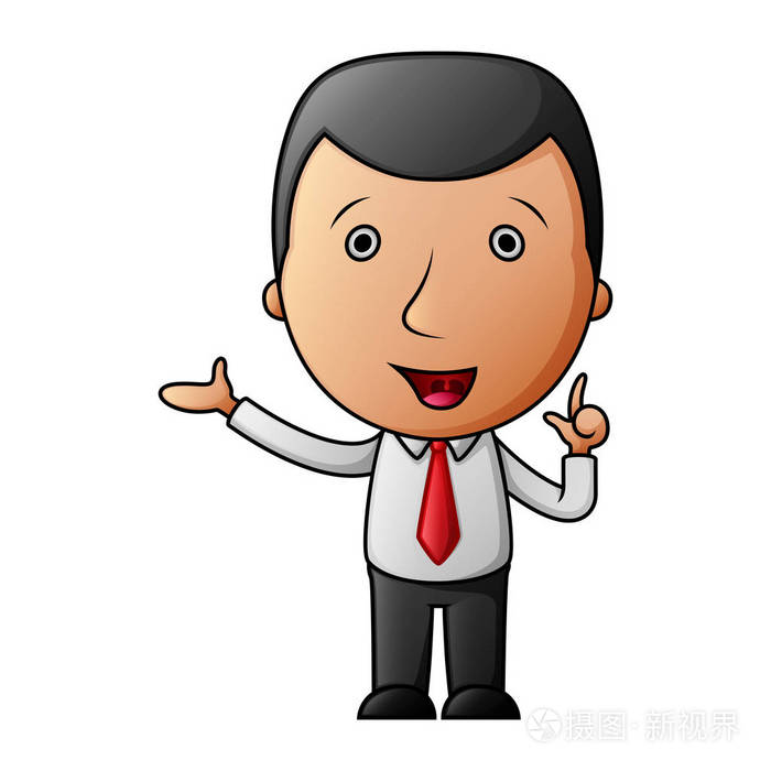 卡通商人指着他的手指