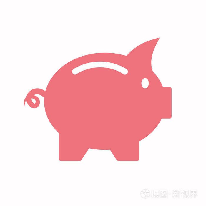 一个朴素的背景上孤立的矢量业务平的小猪银行图标