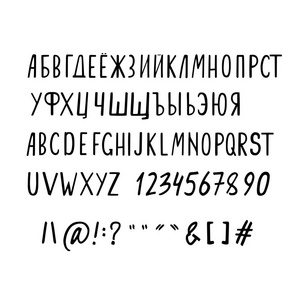现代俏皮字体和字母表的矢量