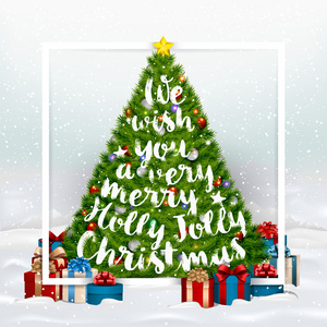 我们祝你圣诞冬青圣诞快乐排印背景