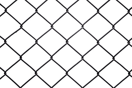 生锈链链接围栏隔离在白色背景图片