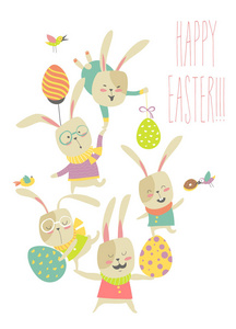 搞笑庆祝复活节的兔子