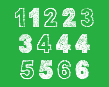 股票曲线图手写白色粉笔粗体阿拉伯语数字 1, 2, 3, 4, 5 6 在绿色背景, 手绘粉笔数字, 股票矢量插图照片