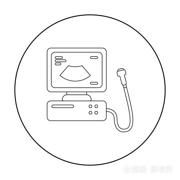 超声波诊断图标在白色背景上孤立的轮廓样式.怀孕象征股票矢量图