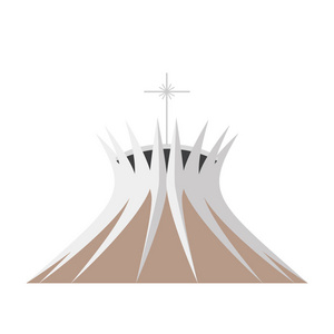 巴西，巴西利亚大教堂。孤立在白色背景矢量图