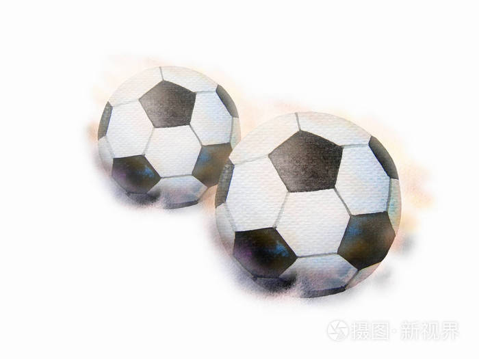 足球手画水彩画插图在一个时尚的艺术设计的纸张白色背景元素的卡片