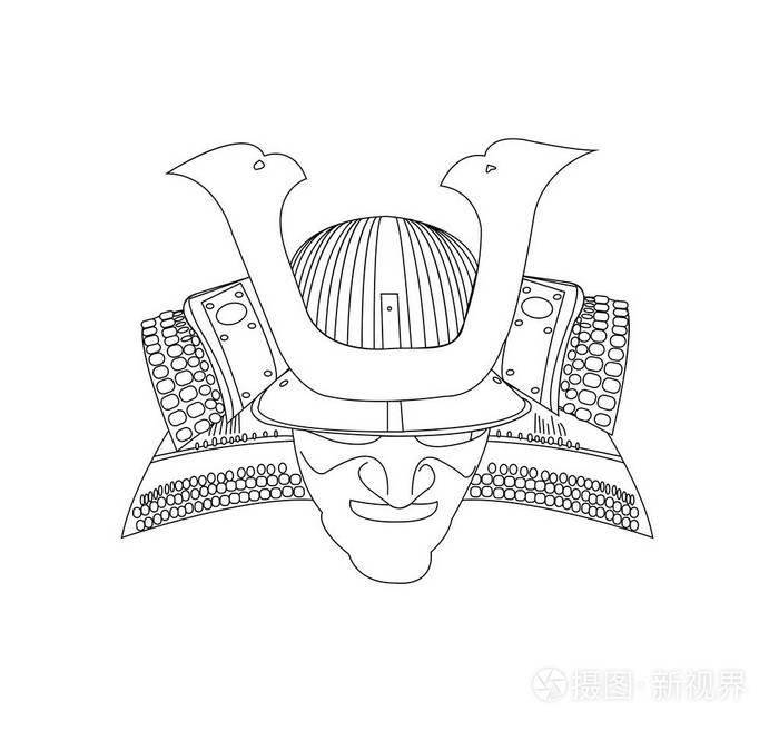 武士头盔面具轮廓