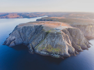 Nordkapp, 北角, 挪威, 大陆挪威和欧洲最北点, Finnmark 县, 空中照片从无人机拍摄