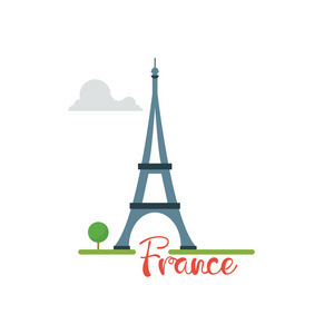 法国概念。埃菲尔铁塔与文本旅行度假概念