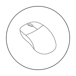 计算机鼠标图标在白色背景上孤立的轮廓样式。个人计算机符号股票矢量图照片