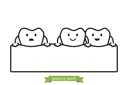 间距牙齿 纵裂卡通矢量轮廓样式