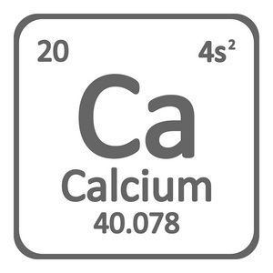 元素周期表中元素钙图标在白色背景上。矢量图