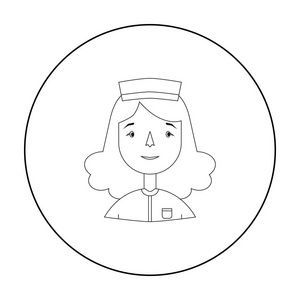 护士在白色背景上孤立的大纲样式图标。人的不同职业象征股票矢量图