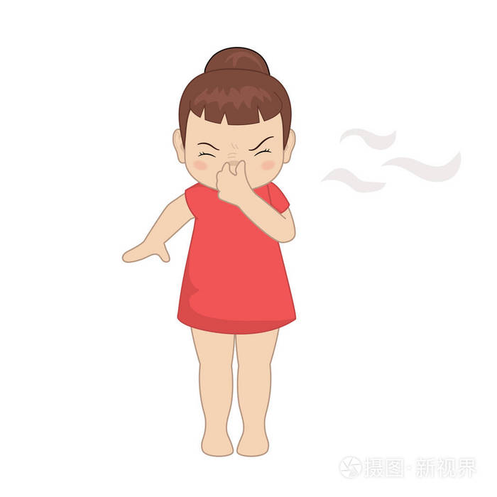 插图小女孩捏她的鼻子后 闻到了什么不好的东西