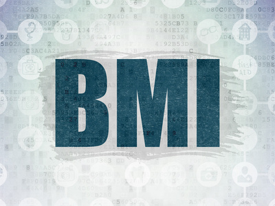 医学概念数字纸张背景下的BMI