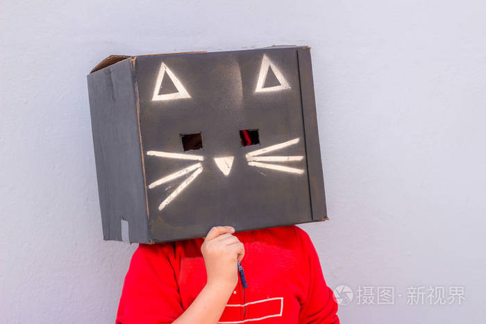 黑猫纸箱面具