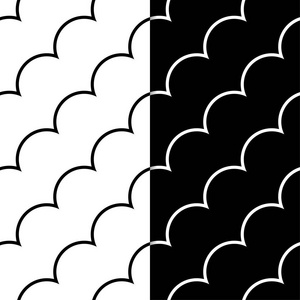 黑白相间的几何装饰品。一套无缝模式的网络, 纺织品和墙纸