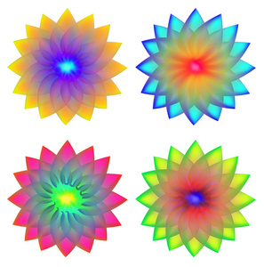 花。四一个透明的明亮的颜色的变形为标志装饰或附件