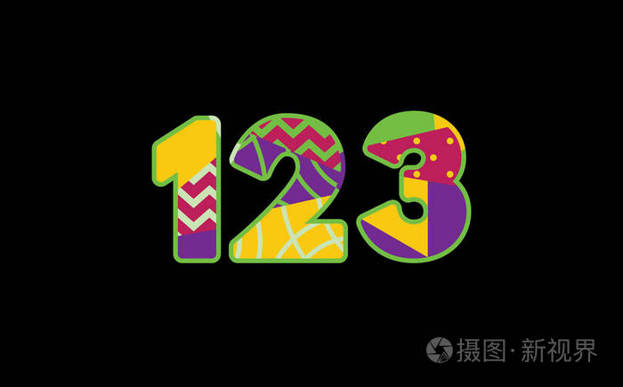 数字123的概念写在丰富多彩的抽象排版.矢量 eps 10 可用
