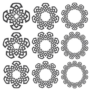 九种装饰标志元素与条纹编织设计