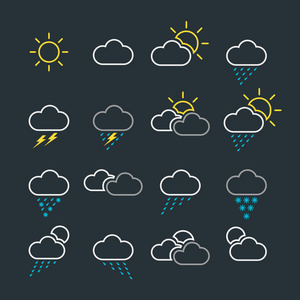 天气图标集。天气行图标。天气预报图标
