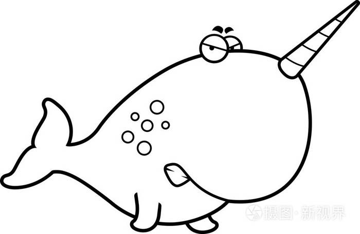 生气的卡通独角鲸插画-正版商用图片0ofb60-摄图新视界