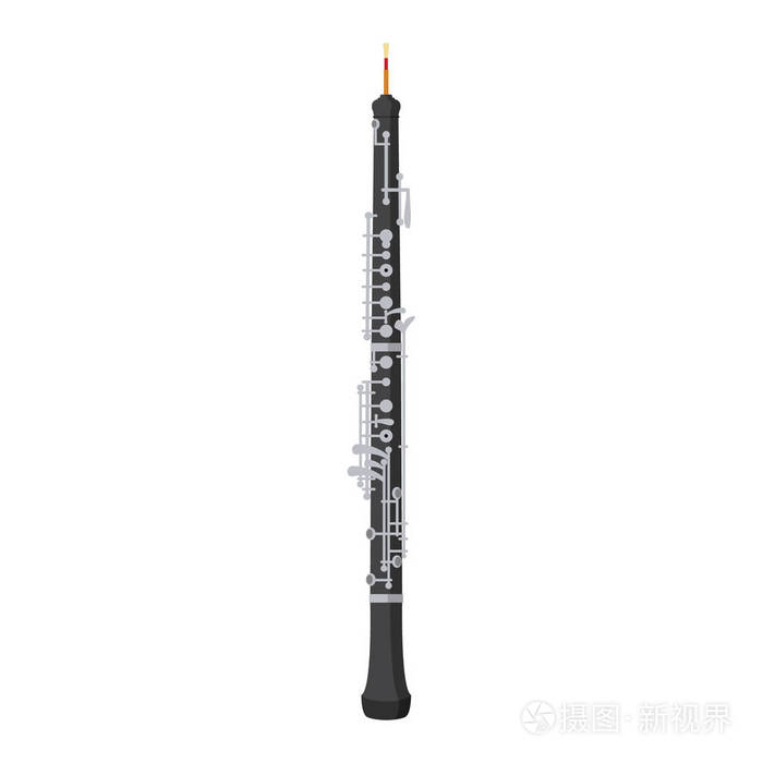 白色背景下的卡通风格中双簧管的矢量例证