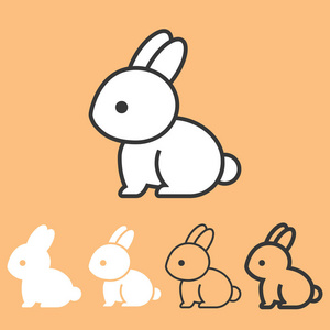 兔子图标 大纲和轮廓设计