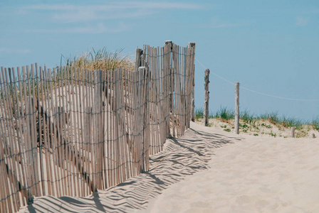 海滩上的木栅栏, 鳕鱼角, 夏季时间