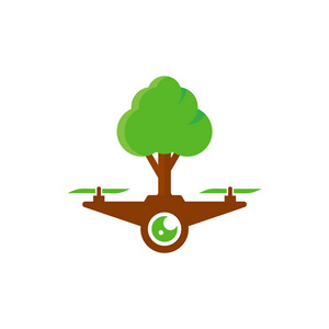 无人机树徽标图标设计