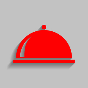 服务器标志图。矢量。与软阴影在灰色的背景上的红色图标