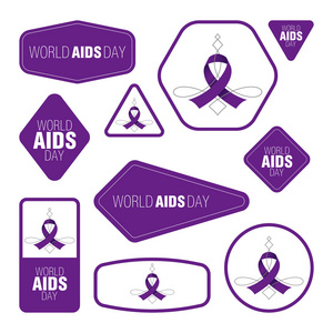 收集世界艾滋病日卡，笔记，贴纸，标签，标签