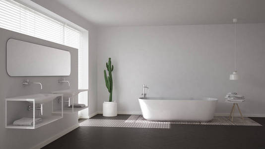 斯堪的纳维亚的浴室，白色简约的室内设计