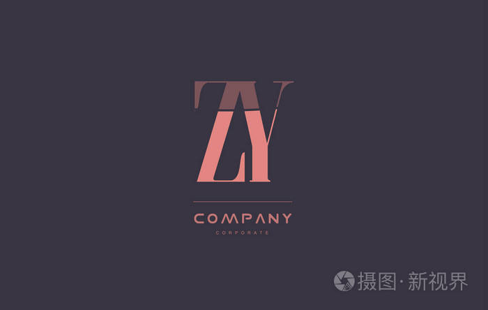 zy z y 粉红色老式复古信公司标志图标设计