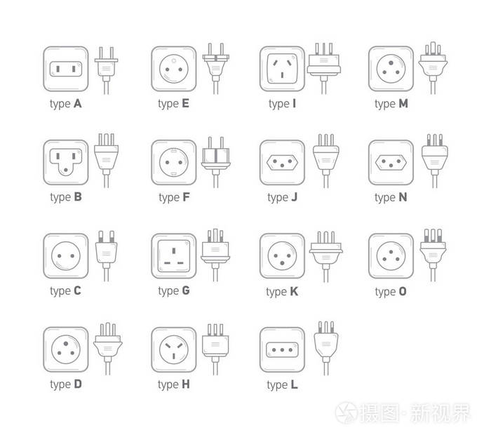 电源插座-世界标准图标集