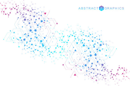 结构分子和通信。Dna，原子 神经元。您设计的的科学概念。带点相互连接的直线。医疗 技术 化学 科学背景。矢量图