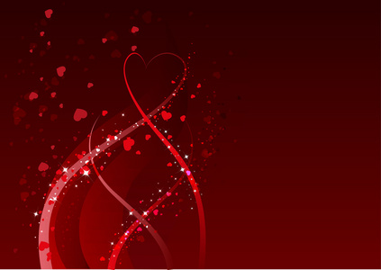 情人节的抽象背景。红色的心的爱的象征