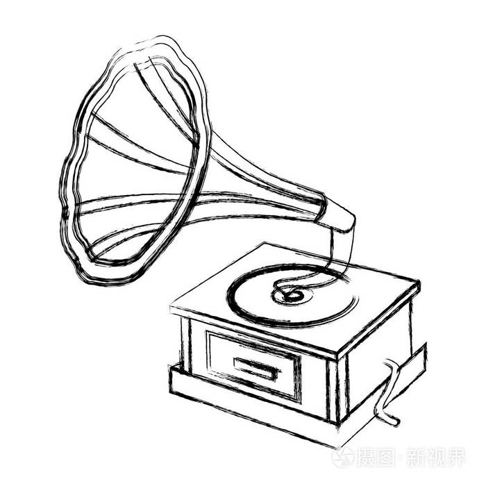 模糊的轮廓留声机的声音复制系统